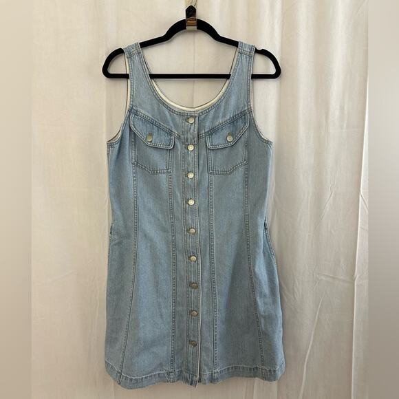 Madewell Denim Sleeveless Seamed Mini Dress Women’s Size 10 - Picture 3 of 9